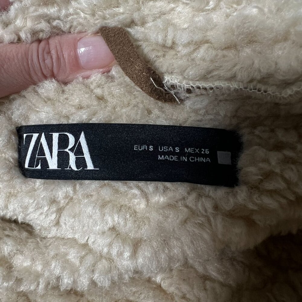 Zara Double Faced Coat Boxy Patch Pockets Faux Sh… - image 7
